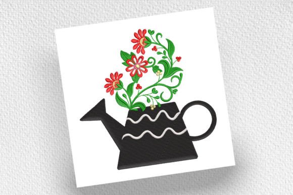 Flower Watering Can: A Thoughtful Embroidery Design for Meaningful Gifts
