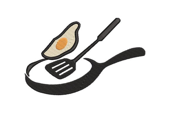 Fried Egg in Frying Pan Embroidery Design