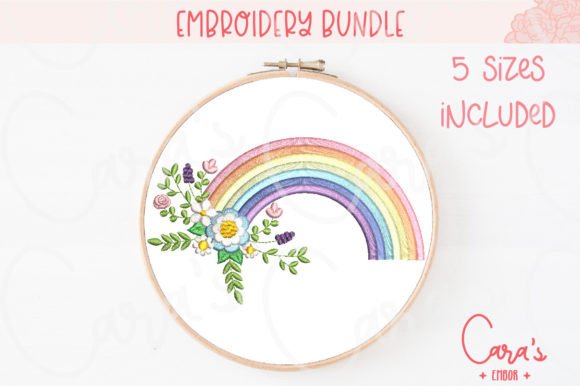 Rainbow and Flowers Ava Embroidery Design
