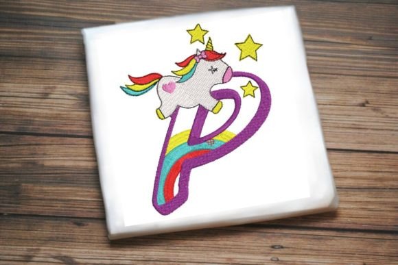 Unicorn Rainbow Letter P